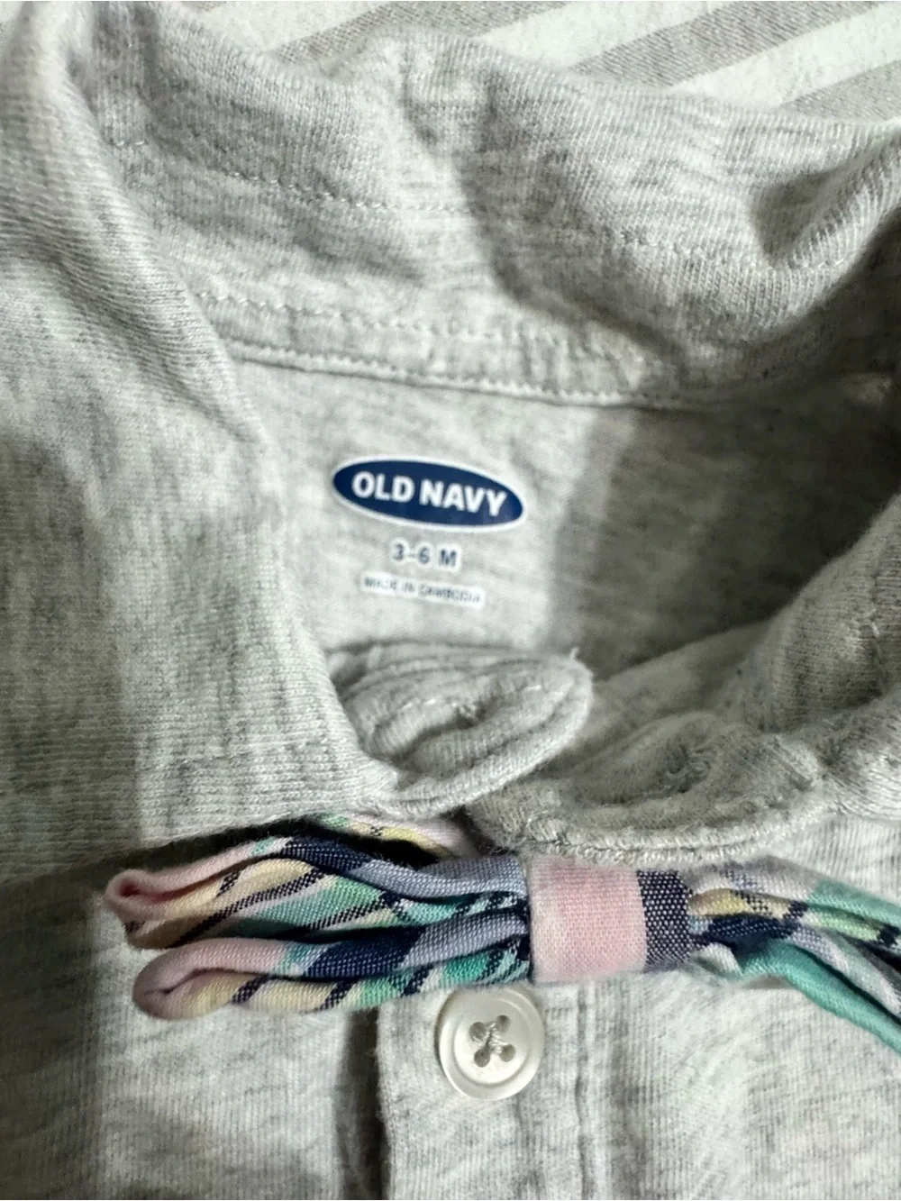 Old Navy Heather Gray Polo Onesie with Plaid Bow